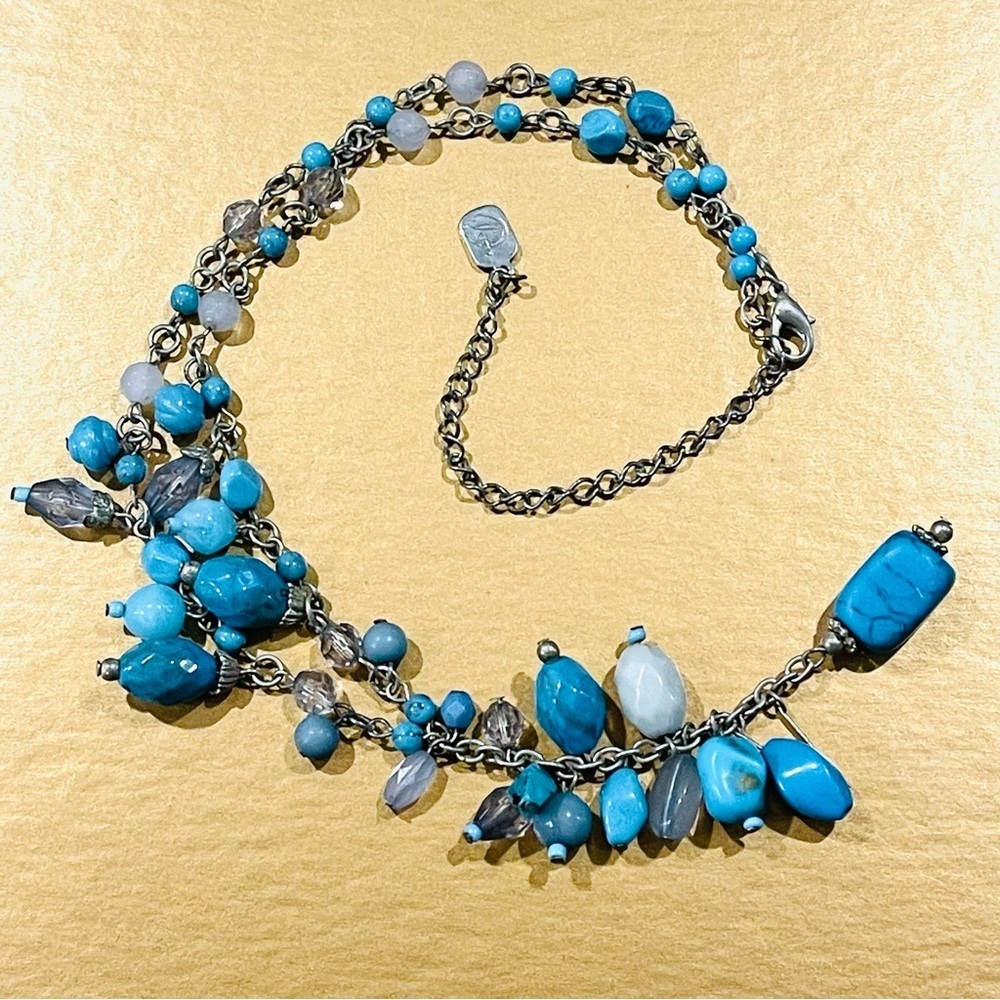 Yousi Faux Turquoise Beaded Chunky Statement Necklace